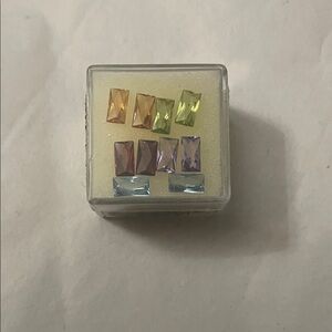 Multicolor Gemstone Stud Earrings Set